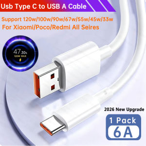 Original XIAOMI Redmi 120W 6A Type C Cable 90W 67W Turbo Charger Cabel Wire 33W Xiaomi 17 15 15t 14 Poco X8 X7 F8 M8 Pro Pad 6