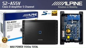 แอมป์ ALPINE  รุ่น S2-A55V Class D 5Channel แอมป์ขับลำโพงกลาง แหลม ขับซับเบส คลาสดี 5ชาแนล ซิงค์สีดำ MAX 1100w เพาเวอร์แอมป์
