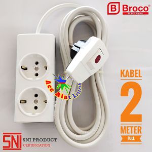 BROCO Stop Kontak 2 Lubang Kabel ETERNA 2X0.75 mm² Siap Pakai