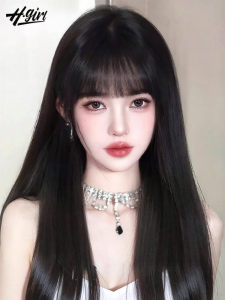 H.GIRL | Natural Age-defying Full Wigs with Airy Bangs Long Straight Hair