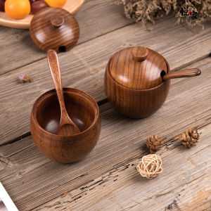 Acidic Wood Covered Salt Shaker with Spoon