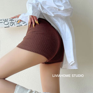 Quần Short Dệt Kim Co Giãn Liviahomeins Cạp Cao Ôm Sát Lưng Cho Nữ Mùa Hè Quần Thể Thao Thường Ngày Ngắn Mát Mẻ