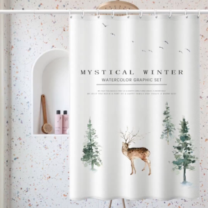 Rèm tắm chống thấm nước chất lượng cao bằng vải polyester dày họa tiết đèn chùm Bắc Âu rèm cửa ngăn phòng tắm chống thấm nước