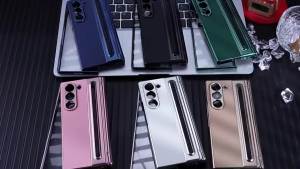 CHUBAN | Electroplated Frame Leather Stylus Pen Case Hinge Protection For Samsung Galaxy Z Fold8 Ultra 7 6 5 4 3 Phone Cover Anti-scratch