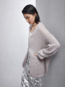 Áo Cardigan Knit Pha Sợi Lụa và Mohair