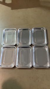 [ซื้อ 1 แถม 5 ] 26*19*2CM ถาดสี่เหลี่ยมสแตนเลส ถาดสี่เหลี่ยมไว้ใส่อาหาร ถาดเสริฟสแตนเลส