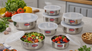 JVH Stainless Steel Lid Bowl with Plastic Cover 10CM 12CM 14CM 16CM Food Storage Bowl Made in India