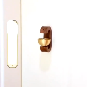 Magnetic Self‑Adhesive Wooden Wind Chime Doorbell Japanese Style Brass Jingle Punch‑Free Ornament for Home Shop Entrance