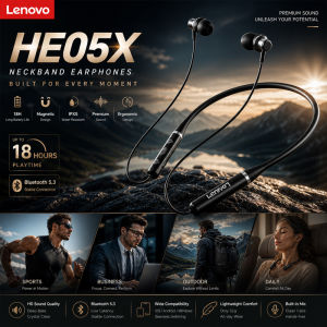 Lenovo | Original Lenovo HE05X TWS Wireless Earphone Bluetooth 5.0 Sports Noise Canceling Neckband Headphones Waterproof With Microphone