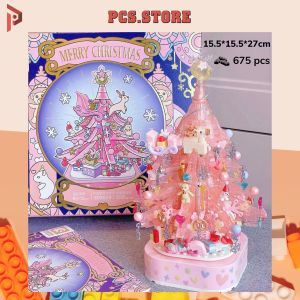 Đồ Chơi Lắp Ráp Hộp Nhạc Cây Thông Noel Màu Hồng 675 Mảnh Ghép Chi Tiết - PCS STORE