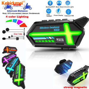 Kebidumei 1/2pcs Mũ bảo hiểm xe máy Bluetooth 800m tai nghe gắn trong mũ bảo hiểm 5.4 Bluetooth intercomunicador không thấm nước với 1000mAh nam châm mạnh thu hút với ánh sáng môi trường