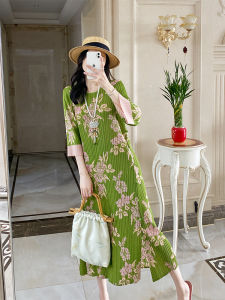 ชุดเดรสยาวพิมพ์ลายสไตล์จีนใหม่ฤดูใบไม้ผลิและฤดูร้อน ทรงหลวม กระโปรงทรงเอ กระโปรงยาวปานกลาง ทรงเข้ารูป ชุดเดรสแฟชั่นผู้หญิง