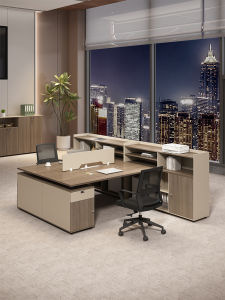 Modern Minimalist Office Desk And Chair Combination with Screen Partition Six Person Workstation Computer Table Business Furniture