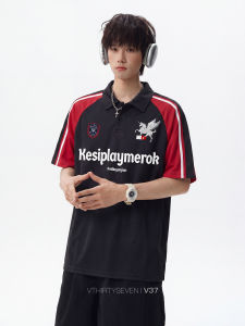V37 | Retro Color-block Polo Shirt Short Sleeve