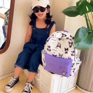 Bag Galas Nylon Waterproof Travel Backpack Sanrio 37cm Kuromi Melody Purin Pochaco Sekolah Tadika Sekolah Rendah