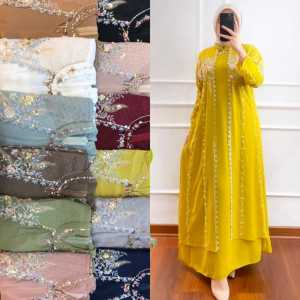 SLD Fashion - Kaftan Kinan Bahan Ceruty Baby Doll / Kaftan Payet Dan Bordir / Seragam Keluarga / Kaftan Premium / Baju Wanita Buat Pesta / kaftan Terbaru / Kaftan Model Terbaru / Bisa Bayar Ditempat