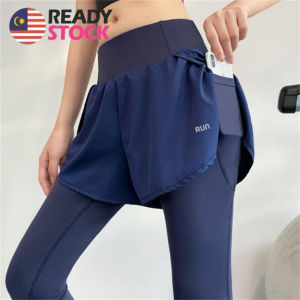 SUN SPORTS Womens High Waist 2 In 1 Piece Double Layers Fitness Exercise Running Training Yoga Sports Pants