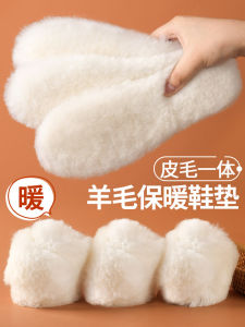 Pure Wool Shoe Inserts Womens Winter Warm Fur Leather Integrated Birkenstock Sheep Velvet Lined Autumn Winter Seasonal Footwear
