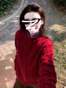 Korean Style Lazy Christmas Red Twist Knit Sweater Womens Autumn Winter New Knitted Base Shirt Top Loose Fit Long Sleeve