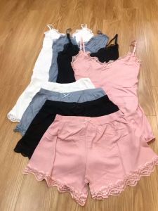 Bộ ngủ 2 dây len tăm viền ren