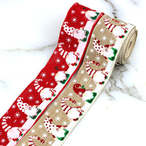 (5 mét/cuộn) Chiều rộng 5cm Santa Claus đầu ruy băng trang trí căn phòng năm mới cây Giáng sinh phù hợp với quà tặng