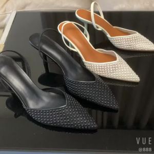 Mesh String Bead Brand Slingback High Heels Sandals for Women Designer Shoes Woman Elegant Style Wedding Party Pumps
