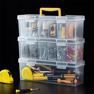 Multifunction Plastic Toolbox Organizer Transparent Storage Box for Household Hardware Tools DIY Projects Portable Handheld Case