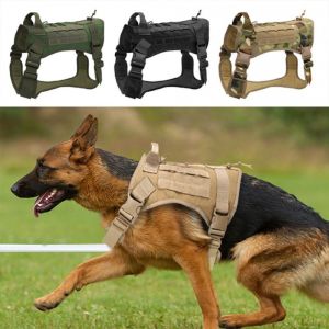 Tactical Dog Harness Military Training K9 Padded Quick Release Vest Pet Training Dog Harness For Set Small Medium Large Dogs