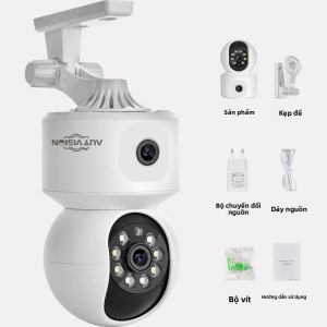 Camera IP WiFi 6MP Với Hai Ống Kính Hai Màn Hình Chức Năng Giám Sát Trẻ Em An Ninh Gia Đình Xoay PTZ Tự Động Theo Dõi Camera Giám Sát Video Màu Trắng iCsee