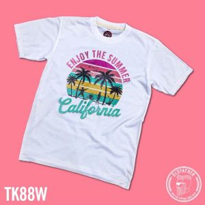 เสื้อยืดคอกลมแขนสั้น ผ้าTK พิมพ์ระบบ Sublimation นุ่ม สวมใส่ สบาย ระบายอากาศไม่ร้อน ( รหัสสินค้า TK 88 )