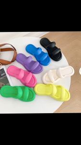 Stepping shit Dép Sandal Đế Phẳng Mềm Mại Phong Cách ins Hai Dây Đôi Bằng EVA Phong Cách Âu Mỹ Dành Cho Bạn Nữ