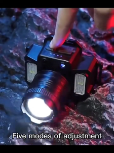LED Headlight 5 Mode Lighting Flashlight USB Rechargeable Outdoor Waterproof Flashlight Portable Work Light Torchlight Rechargeable Super Bright Waterproof LED Headlamp Sensor Headlamp for Camping and Hunting
