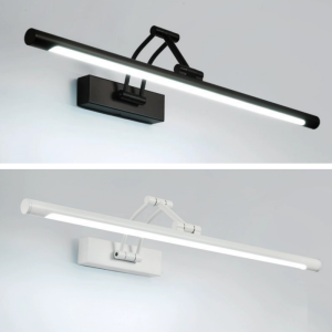 Modern LED Bathroom Vanity Light Adjustable Angle Black/White Wall Lamp Linear Mirror Light for Bedroom Makeup Lighting Fixture