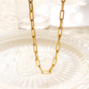 Hot Fashion Paperclip Link Chain Stainless Steel Necklace Gold Color Chain Gothic For Women Men Necklace Jewelry