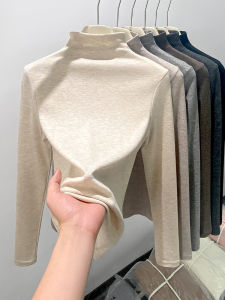 Half Turtleneck Bottoming Shirt Female 2024 New Arrival Fall and Winter Heattech Dralon Long Sleeves Inner Wear Pure Color Black and White T-Shirt Tops