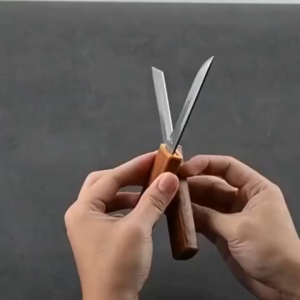 2-Piece Dual Paring Knife Set with Stainless Steel Blades Wood-Grain Handles and Compact Storage Design