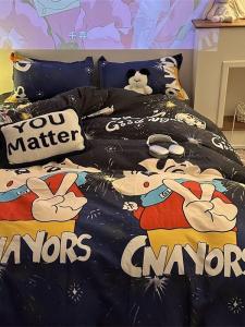 Washable Cotton Skin-friendly Dirt-resistant Bedding Set for Students Single Twin Size Quilt Cover plus Three Additional Pieces