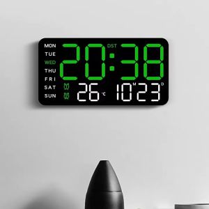 2026 NEW Large Digital Wall Clock Temp Date Week Display Remote Control USB Powered Table Clock Wall-mounted Dual Alarms LED Clocks