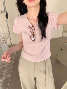 MISHANGYICHU | Bamboo Textured Short Sleeve Slim Fit T-shirt