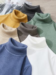 ROMON | เสื้อสเวตเตอร์ถักนิตติ้งคอตั้งทรงสลิมฟิตสำหรับผู้ชาย ฤดูใบไม้ผลิและฤดูใบไม้ร่วง เสื้อชั้นในลำลอง เสื้อคลุมกันหนาวแบบสวมหัว