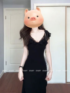 Stazf7 Summer Lace V-neck Slimming Skirt for plus Size Women City Commute Casual Date Work Tour Mid-length A-line Dress