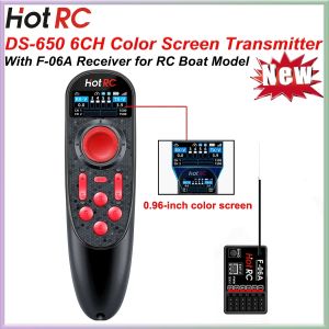 NEW HOTRC DS-650 6CH 2.4G Transmitter Color Screen RC Boat Model Remote Controller Radio System F-06A Receiver DS600 Upgrade