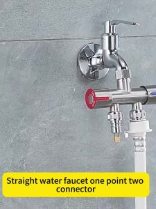 Stainless Steel Washing Machine Adapter 1 Inlet 2 Outlet 1/2 Three Way Faucet Splitter Auto Shut-Off Water Diverter For Home