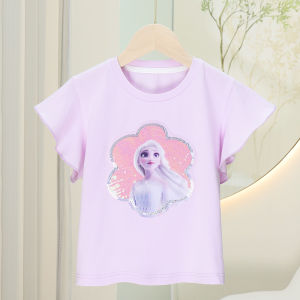 Áo Thun Cotton Tay Ngắn Mùa Hè Cho Bé Gái Áo Thun Thời Trang Trẻ Em Lấp Lánh Áo Thun Cotton Trẻ Em Phong Cách Mùa Hè Đa Năng