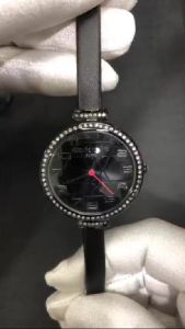 Marie Claire Women Swarovski Black Leather Strap Watch MCPFR1414-02C