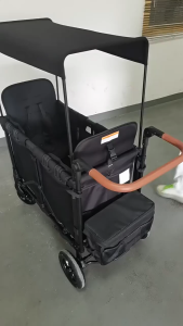 2/4 Seater Kids Stroller Wagon Collapsible Wagon Stroller with Seats Harnesses&Adjustable Sun Canopy