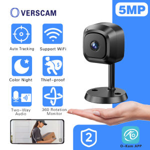OVERSCAM 5MP Mini WiFi CCTV Camera Magnetic Mount 360 Wide Angle Portable Wireless No Wiring Needed 2 Way Audio Night Vision Indoor Outdoor Home Security Easy Installation Pet Monitor Baby