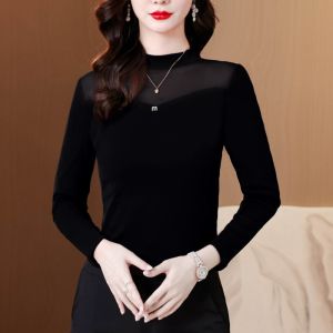 MAIMEI | เสื้อเชิ้ตผู้หญิงทรงเข้ารูปสไตล์ไฮเอนด์ ผ้าตาข่ายบุขนแกะ ฤดูใบไม้ร่วง/ฤดูหนาว 2025 ใหม่ เสื้อผ้าทำงานสำหรับคุณแม่