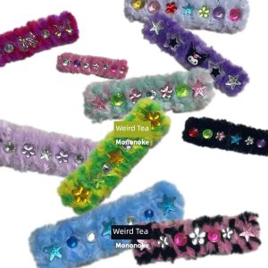 Handmade Kurokos Side Clip Bright Diamond Atmosphere Millennium Plush Hair Accessories Fringe Clamp Y2K Hair Decorations