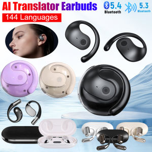 Wireless BT 5.3 AI Translator Earbuds Translation Earphones 144 Languages Real-time Translator Ear Hanging Open Ear Headphones